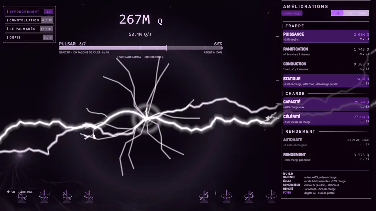 Superbolt : une décharge blanche éclate au centre du monde du pulsar.